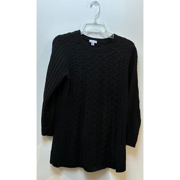J. Jill women’s chenille cable knit 3/4 sleeve black sweater size Small #36-1695 - Picture 1 of 4